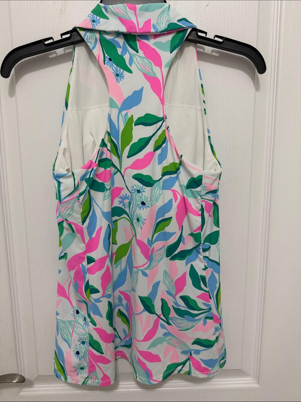 Lilly Pulitzer Vibrant Pink, Green & Blue Leaf-Print Luxletic Sleeveless Sz XS - Picture 6 of 7